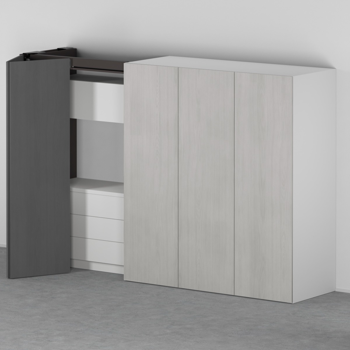 Sistema corredizo REVEGO DUO para puertas plegables e insertables, lado izquierdo