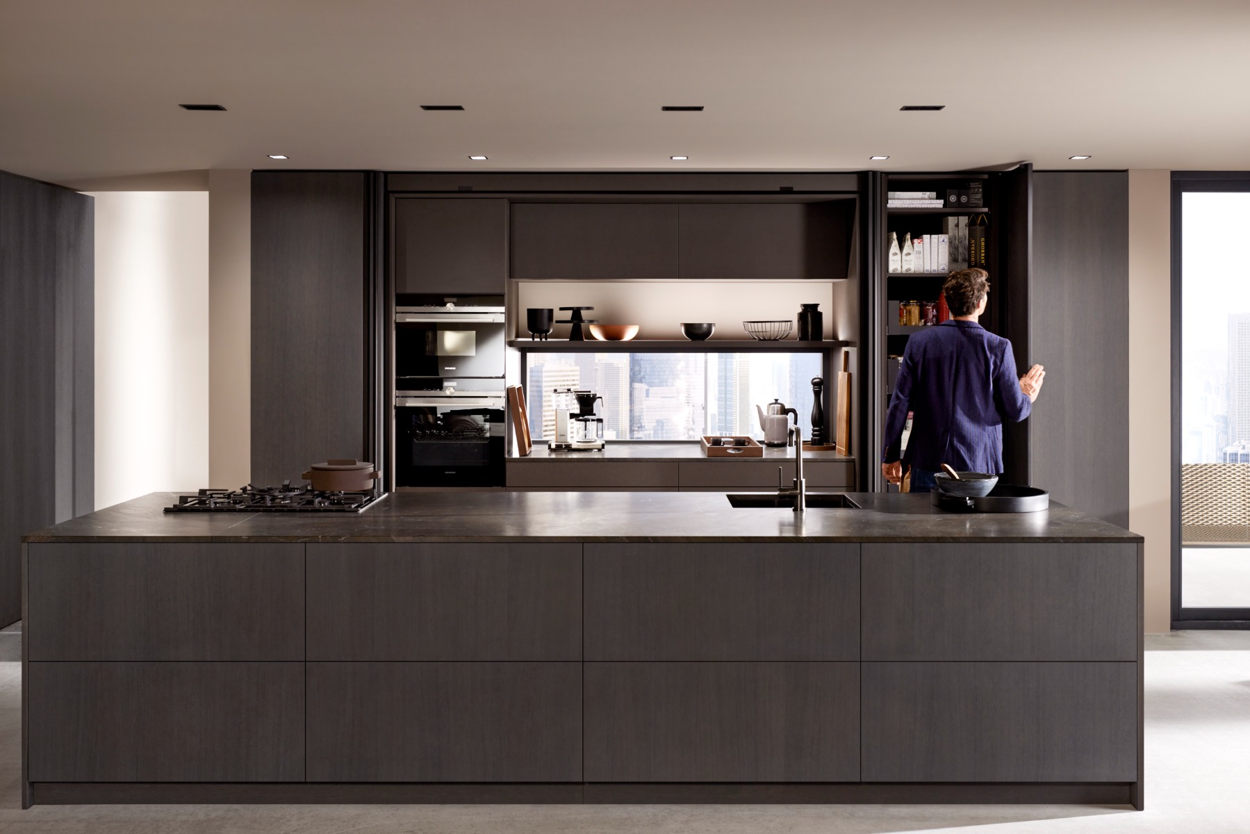 Sistema corredizo REVEGO DUO para puertas plegables e insertables, lado derecho