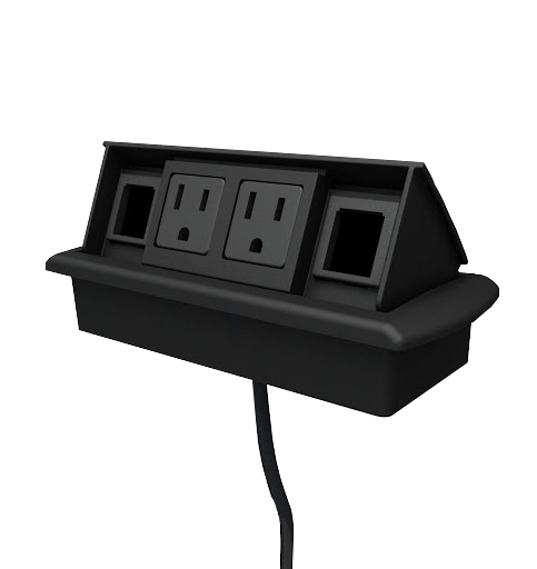 Multicontacto voz-datos RISER, 2 contactos, 2 puertos opcionales, acabado negro