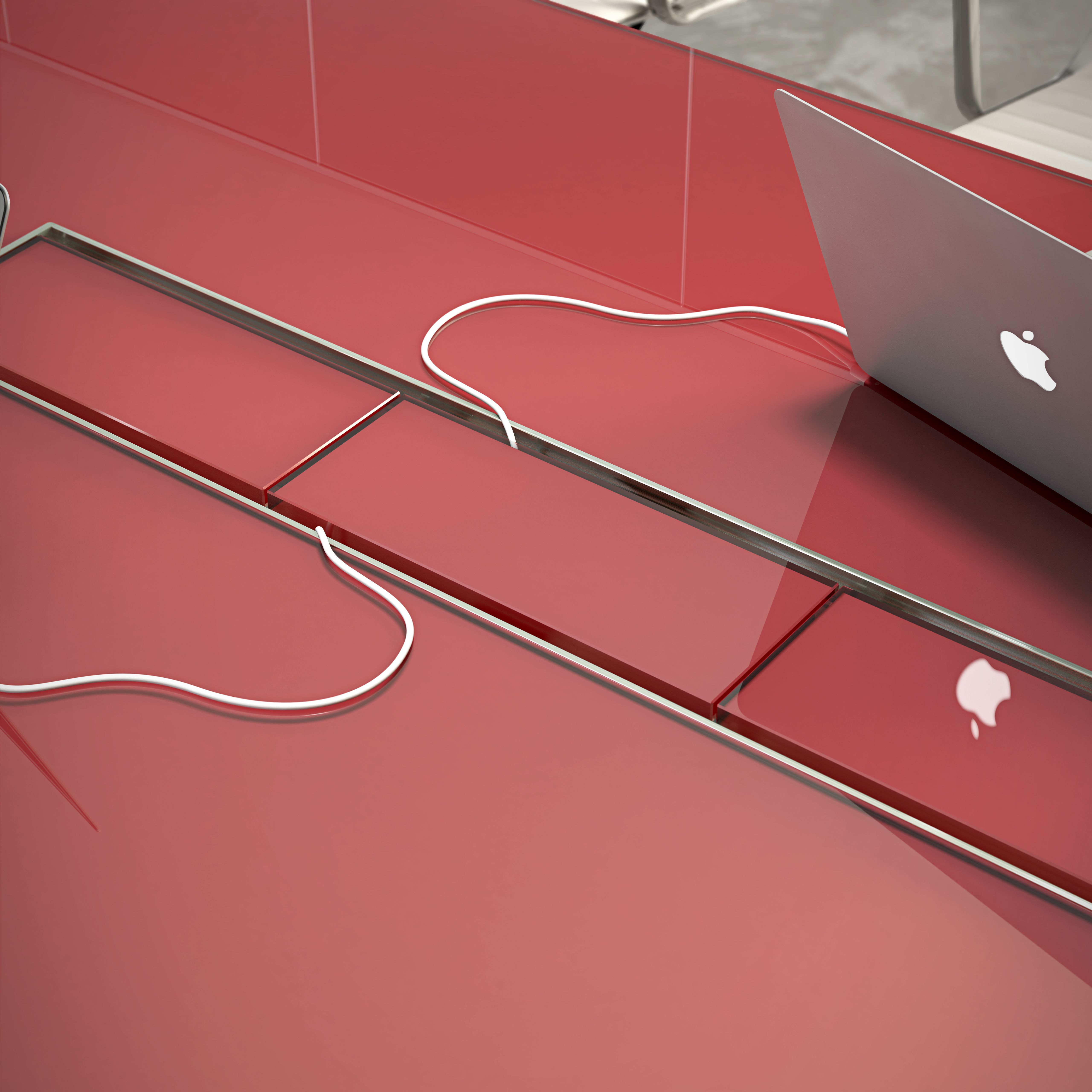 Imagen de aplicación del pasacables Exit Fly Dual para mesa