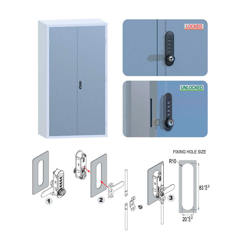 Cerradura vertical de combinación RIVEN de 4 dígitos color negro
