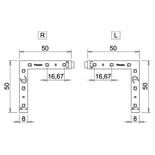 Conector individual de LEDs a 90º FLEXILED CR para sistema | M12 
