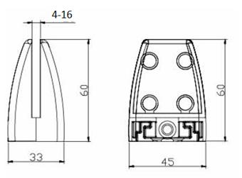 Soporte para mampara ROAD, montaje sobre cubierta, para espesor de vidrio o paneles de 4 a 16 mm