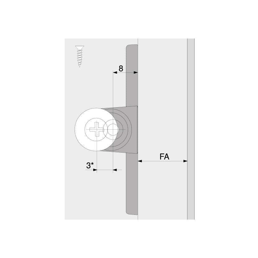 Base en CRUZ para TIP ON, para puertas, color gris