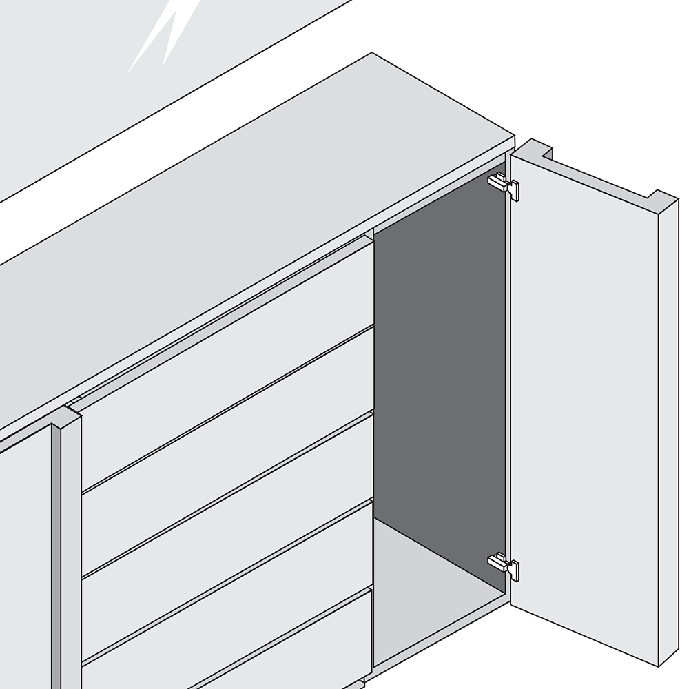 Bisagra CLIP top BLUMOTION 95° para puerta gruesa, insertada con muelle, taquete Ø8mm