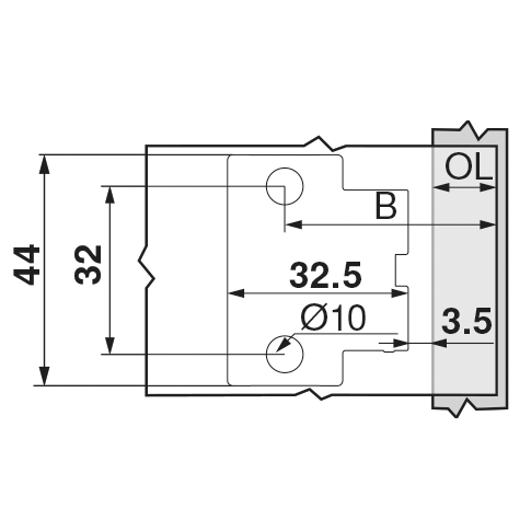 Bisagra CLIP TOP BLUMOTION 110° para frentes delgados Fijación EXPANDO T, acabado negro ónix