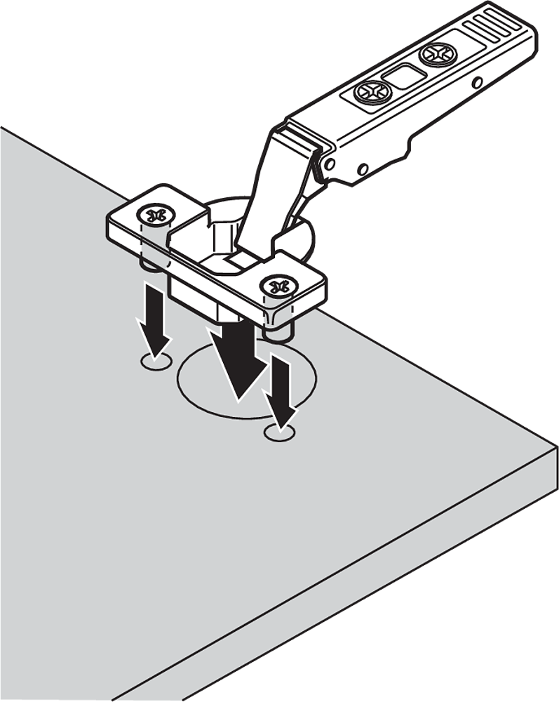 Bisagra CLIP 100° con muelle (medio cubrimiento)
