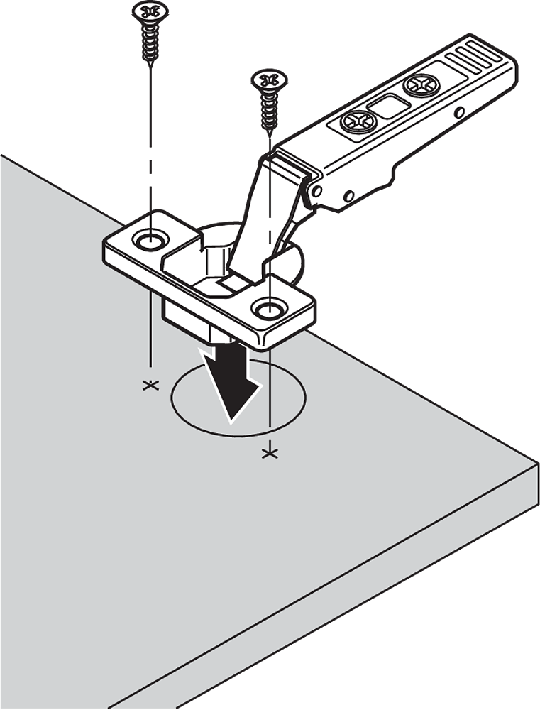 Bisagra CLIP top BLUMOTION 110° (medio cubrimiento) con muelle, montaje interior, versión INSERTA, negro onix