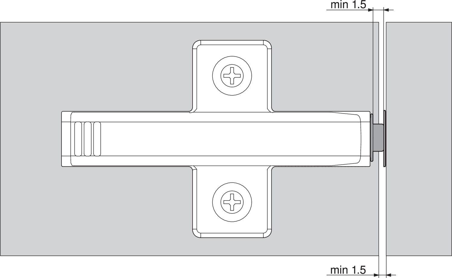 Base en CRUZ para TIP ON, para puertas, color gris