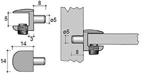 Soporte para entrepaño, para espesor de vidrio de 4 - 5 mm