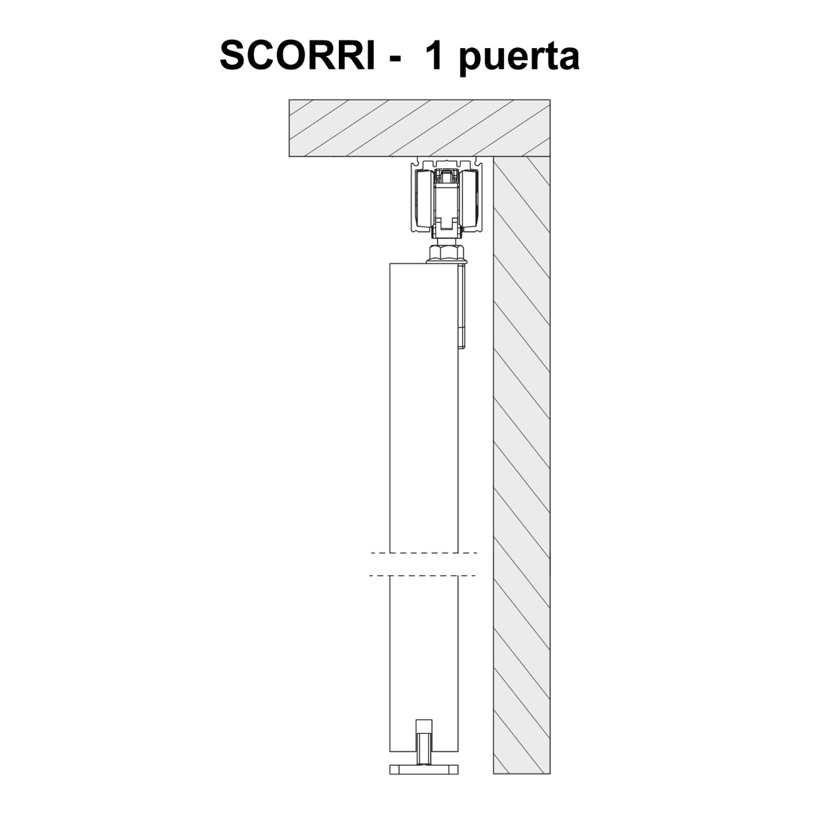 Sistema corredizo SCORRI para muebles, con 2 cierres suaves Fluid