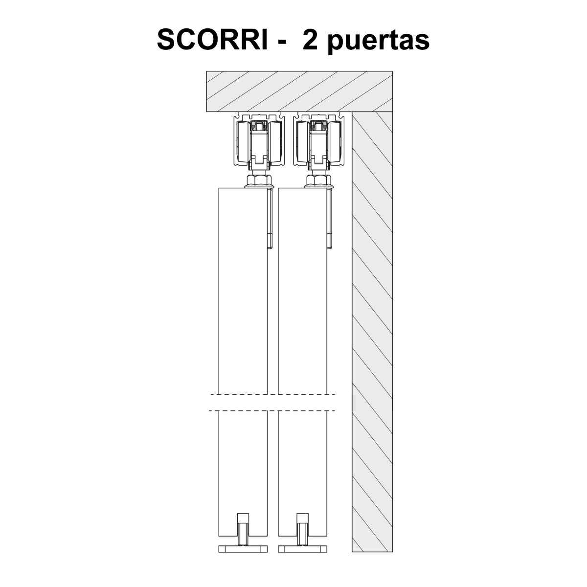 Sistema corredizo SCORRI para muebles, con 2 cierres suaves Fluid