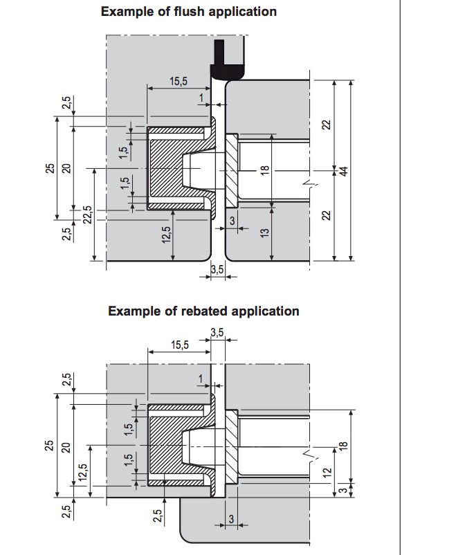 Cerradura Magnética para puerta de recámara, modelo POLARIS 2XT, acabado bronce