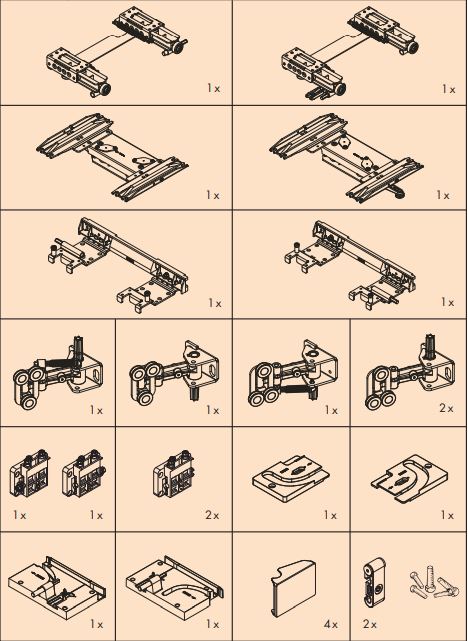 Sistema corredizo coplanar FRONTINO 40 para 2 puertas de madera