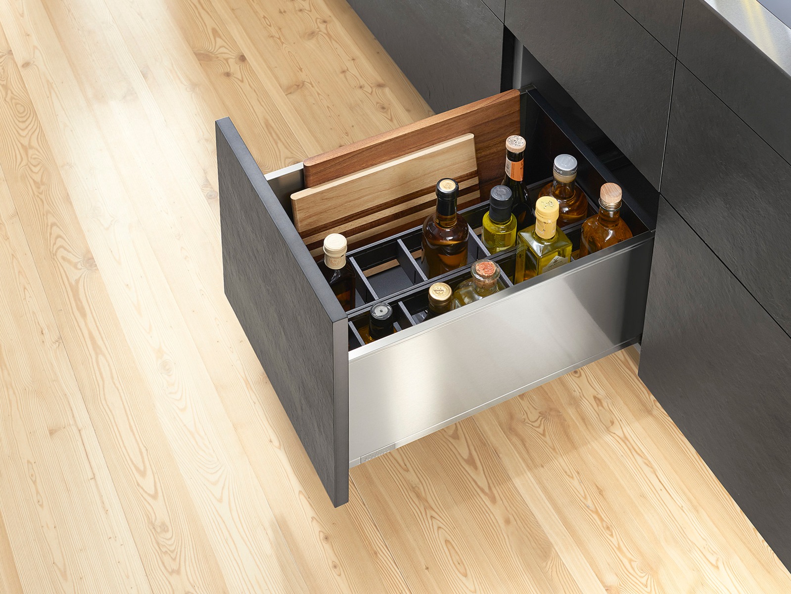 Set Organizador Botellero Blum AMBIA-LINE para marco metálico de 100 mm