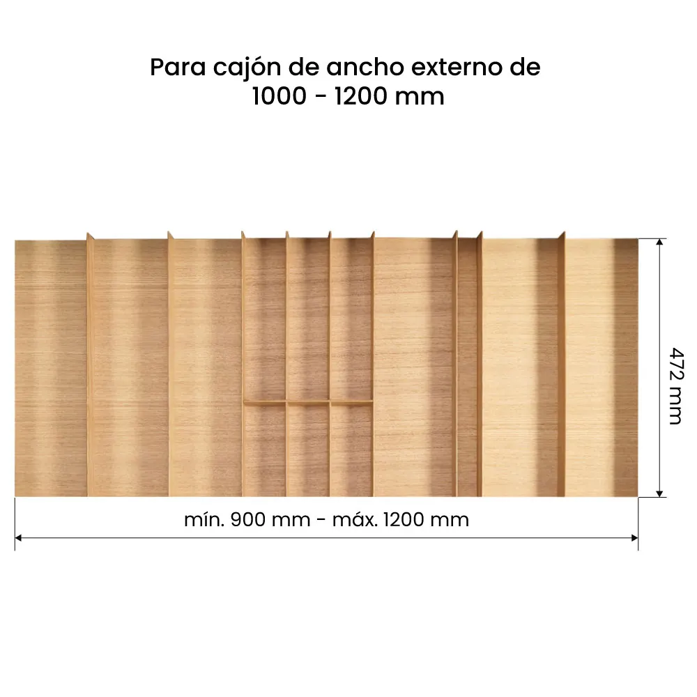 Sistema organizador cubertero LINIQ, acabado encino blanco