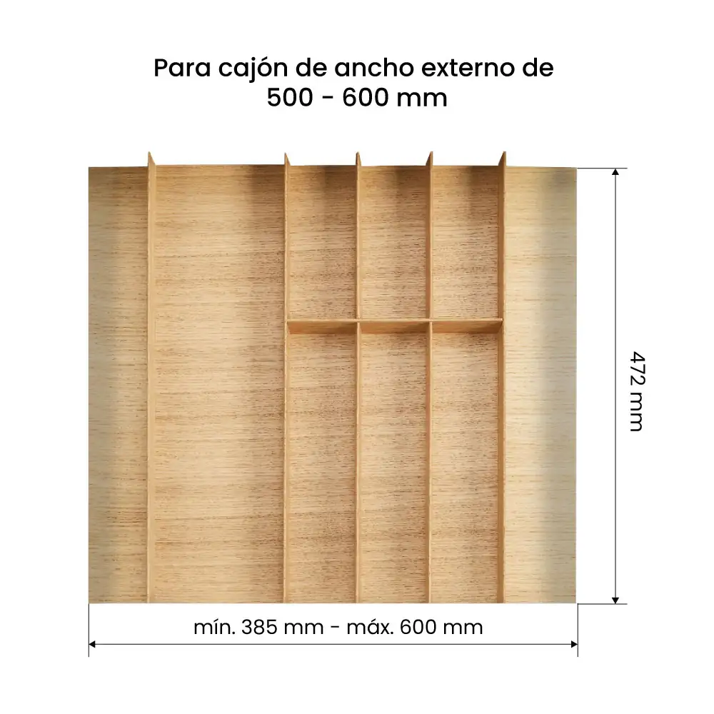 Sistema organizador cubertero LINIQ, acabado encino blanco