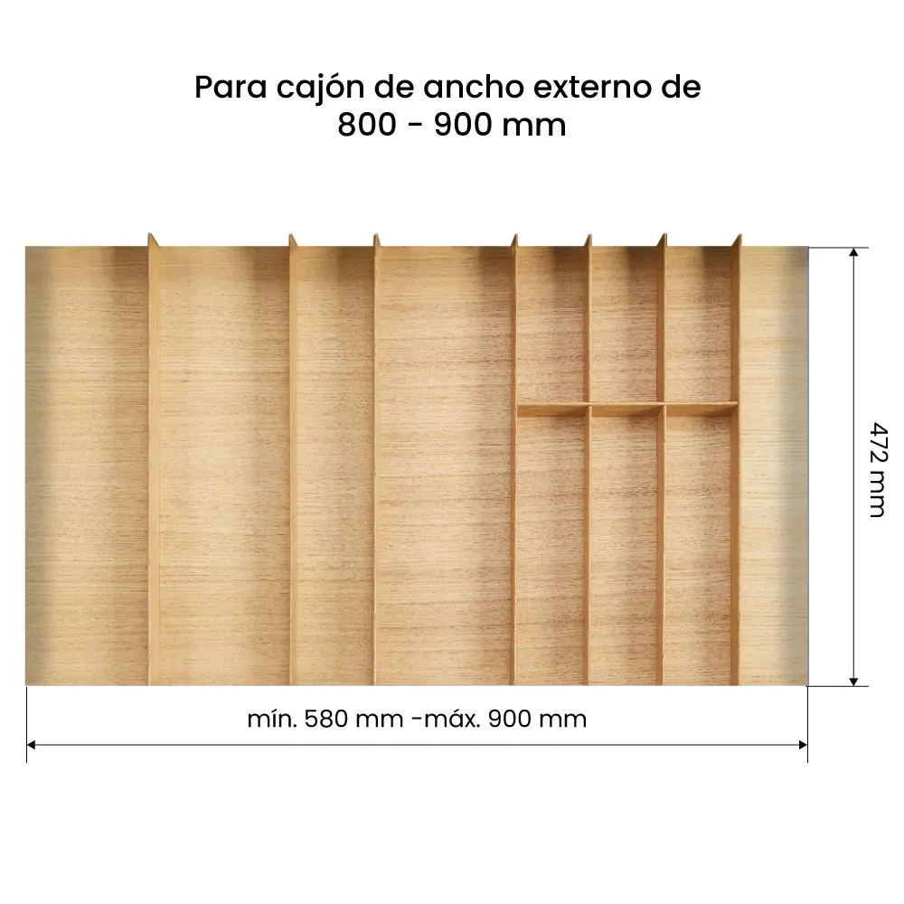 Sistema organizador cubertero LINIQ, acabado encino blanco