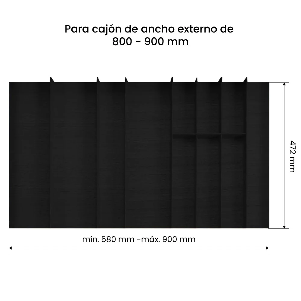 Sistema organizador cubertero LINIQ, acabado fresno negro