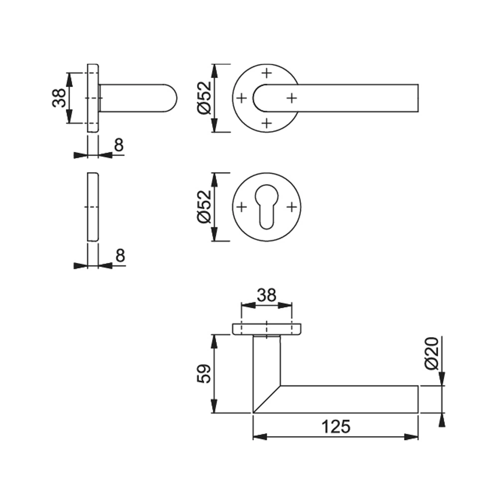 manija para puertas acero inoxidable HOPPE medidas