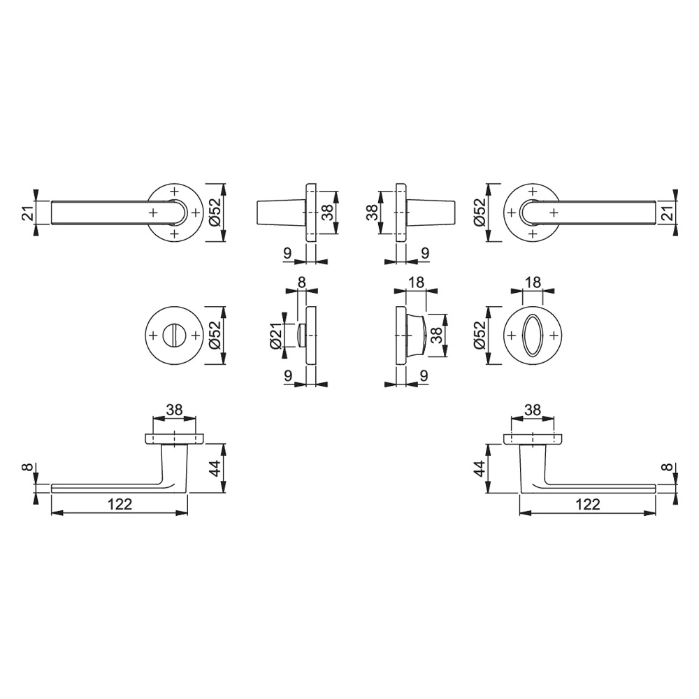 Set de manijas LOS ANGELES Resista® para baño, acabado cromo satinado