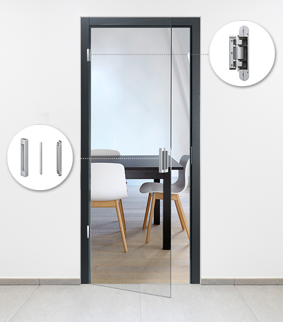 KIT TECTUS Glass: Bisagra para puerta de cristal, capacidad de carga 60 kg por par