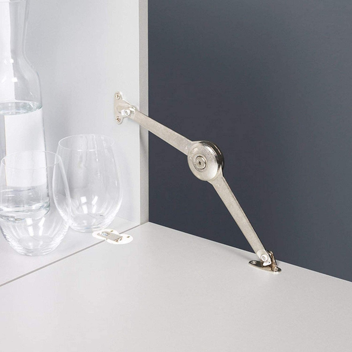 Sistema de apertura Duo tipo secreter y para puertas abatibles para muebles de madera