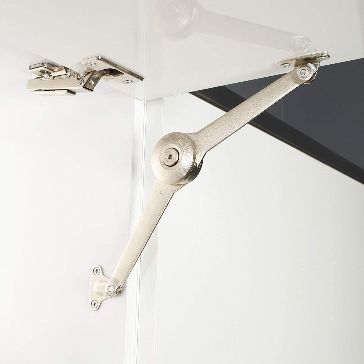 Sistema de apertura Duo tipo secreter y para puertas abatibles para muebles de madera