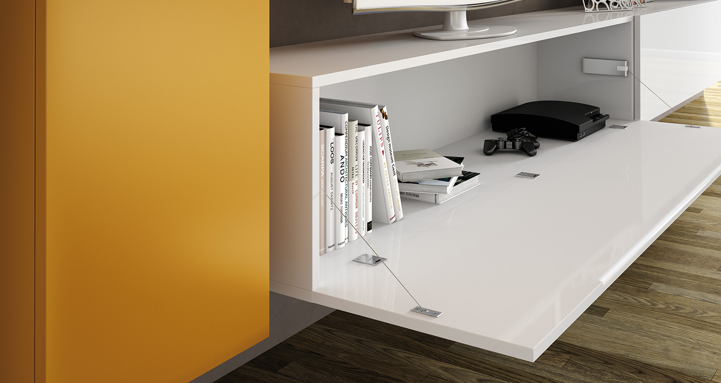 Sistema de apertura LINK tipo secreter para muebles de madera