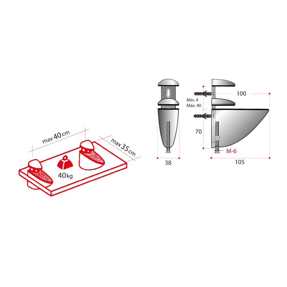 Soporte ajustable para repisas