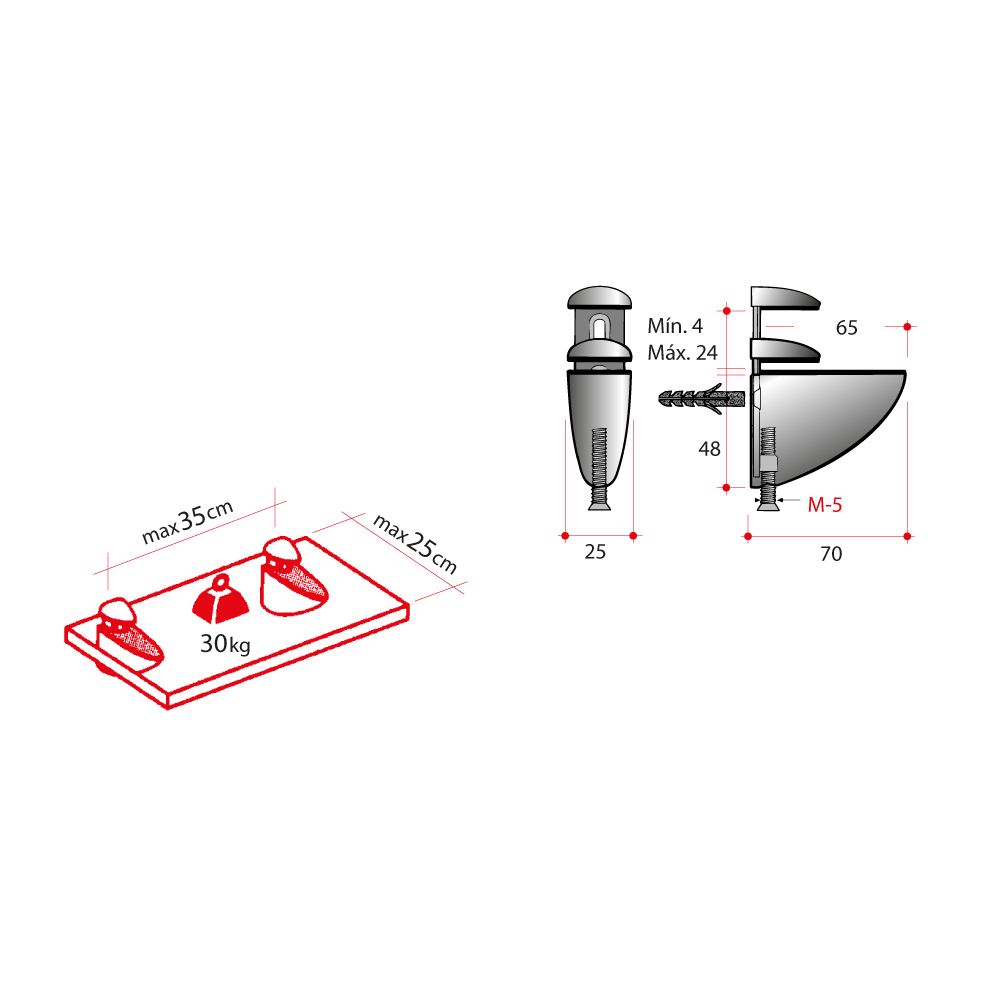 Soporte ajustable para repisas