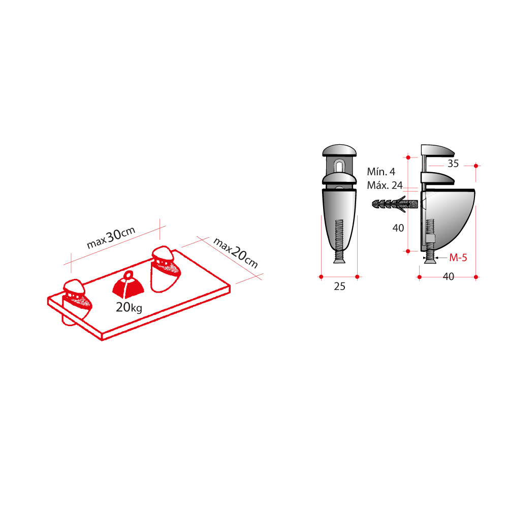 Soporte ajustable para repisas
