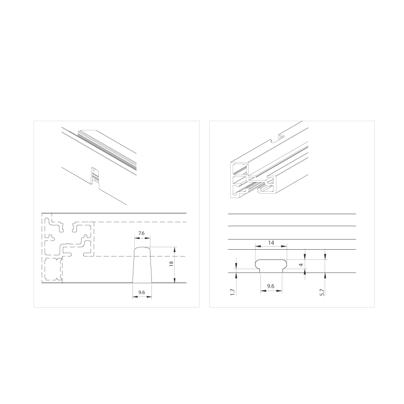 Kit de 4 soportes laterales para colocar perfil LUMIX en costados de madera o MDF