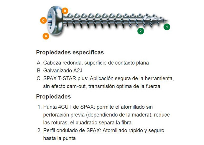 Tornillo SPAX para madera (Cabeza Redonda)