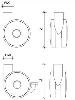Llanta SPEEDY con diámetro de 60 mm para muebles