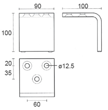 Pata SPIGOLO, altura 100 mm, acabado cromo