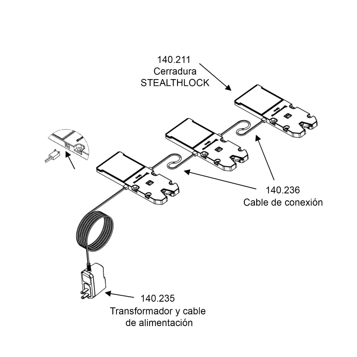 Cerradura oculta de combinación STEALTHLOCK para cajones o lockers, acabado negro