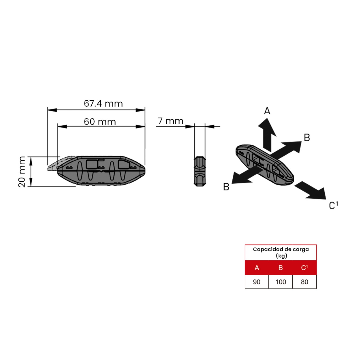 STRIPLOX MINI 60, largo 60mm, color negro
