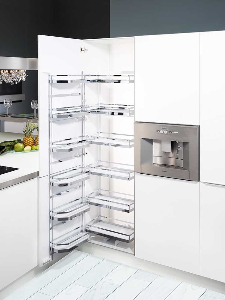 Set TANDEM STYLE de 450 mm, 6 niveles, 1700 mm de altura, con cierre suave, blanco brillante