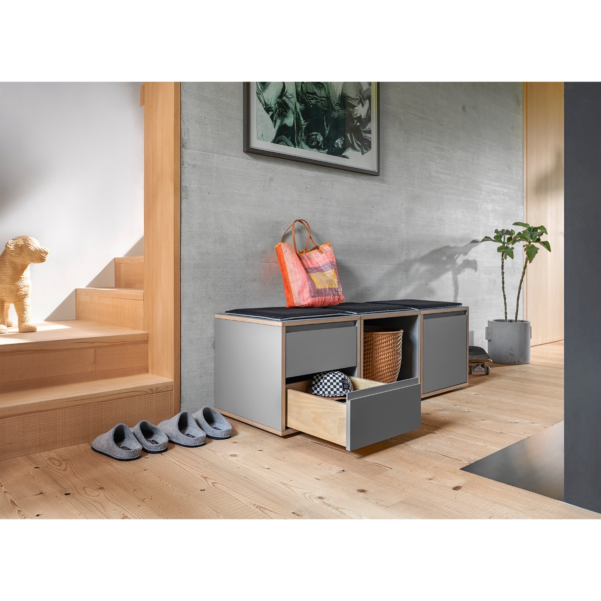 Corredera TANDEM BLUMOTION, con acoplamiento integrado para cajón de madera, extensión parcial