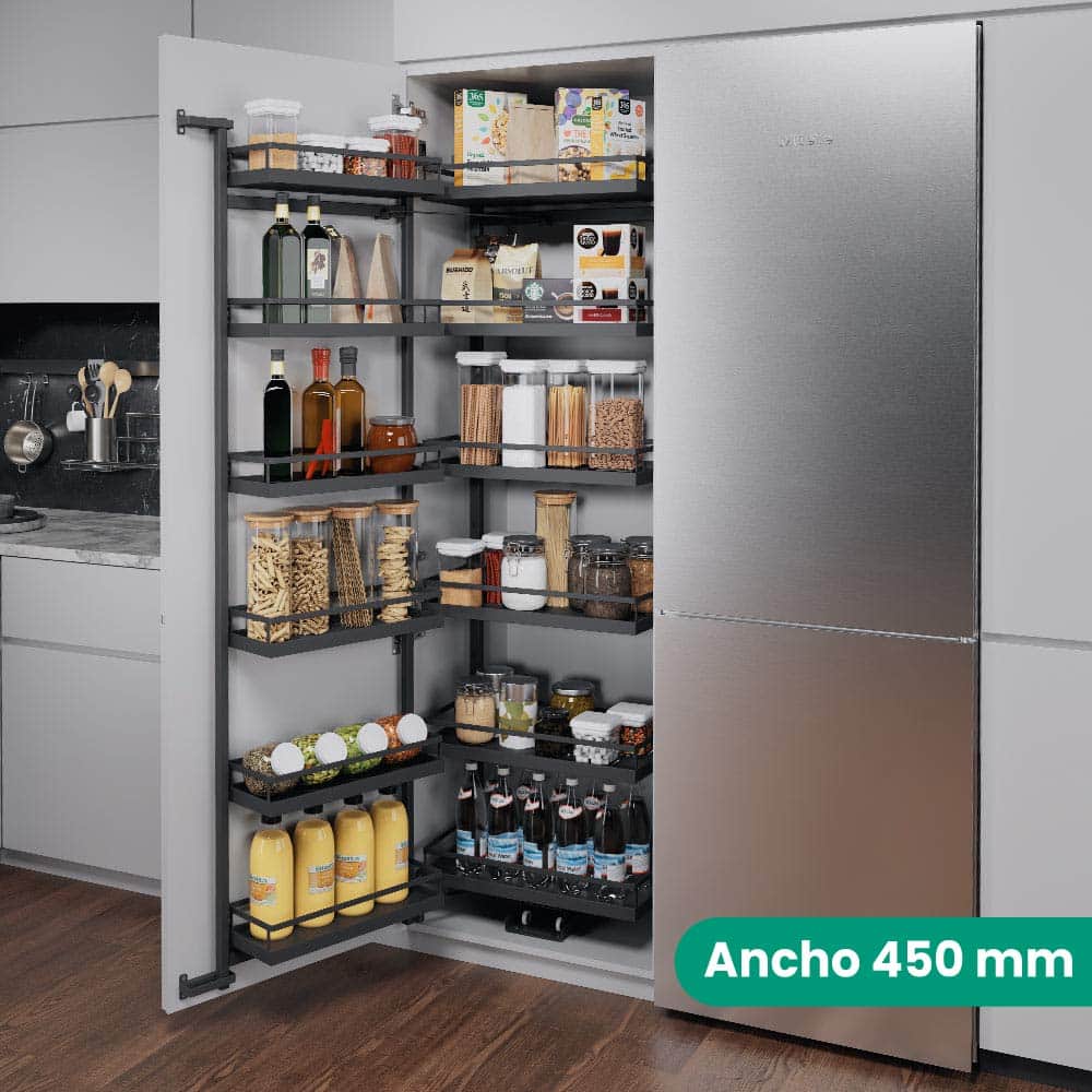 Set TANDEM STYLE III de de 6 entrepaños, para mueble de 450 mm de ancho, 1700 mm de altura, acabado antracita