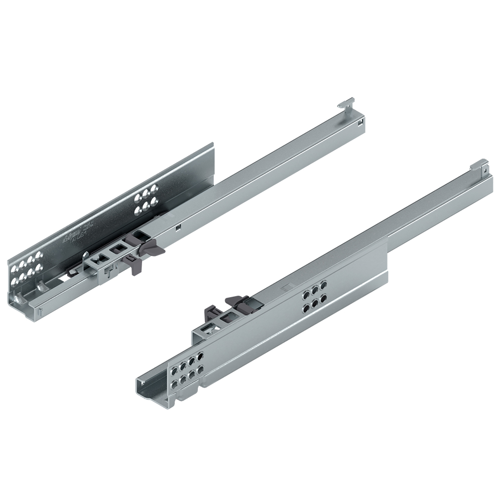 Corredera TANDEM BLUMOTION, con acoplamiento integrado para cajón de madera, extensión parcial