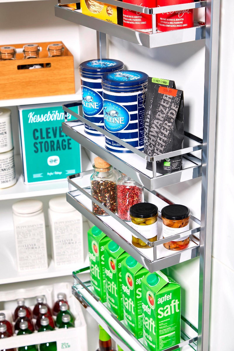 Estante organizador TANDEM SIDE STYLE de 5 entrepaños para mueble de 600 mm de ancho, acabado cromo