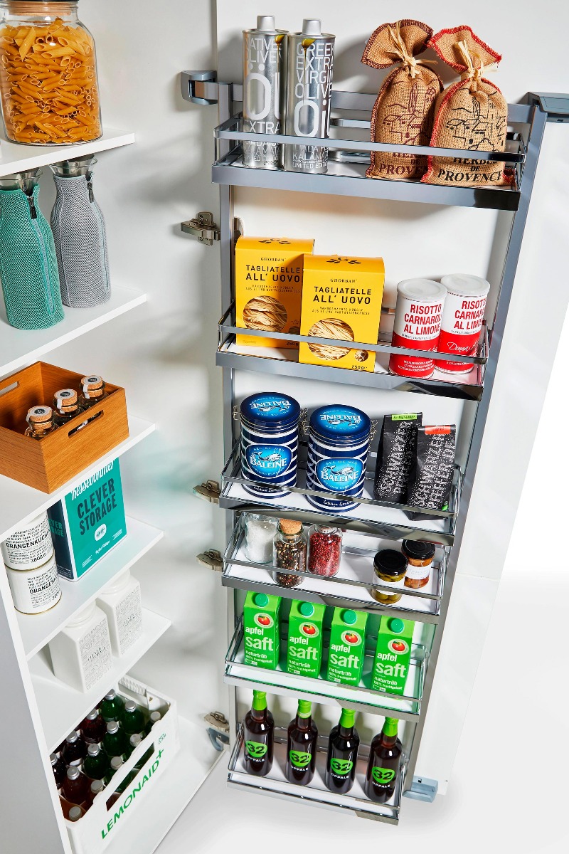 Estante organizador TANDEM SIDE STYLE de 5 entrepaños para mueble de 600 mm de ancho, acabado cromo