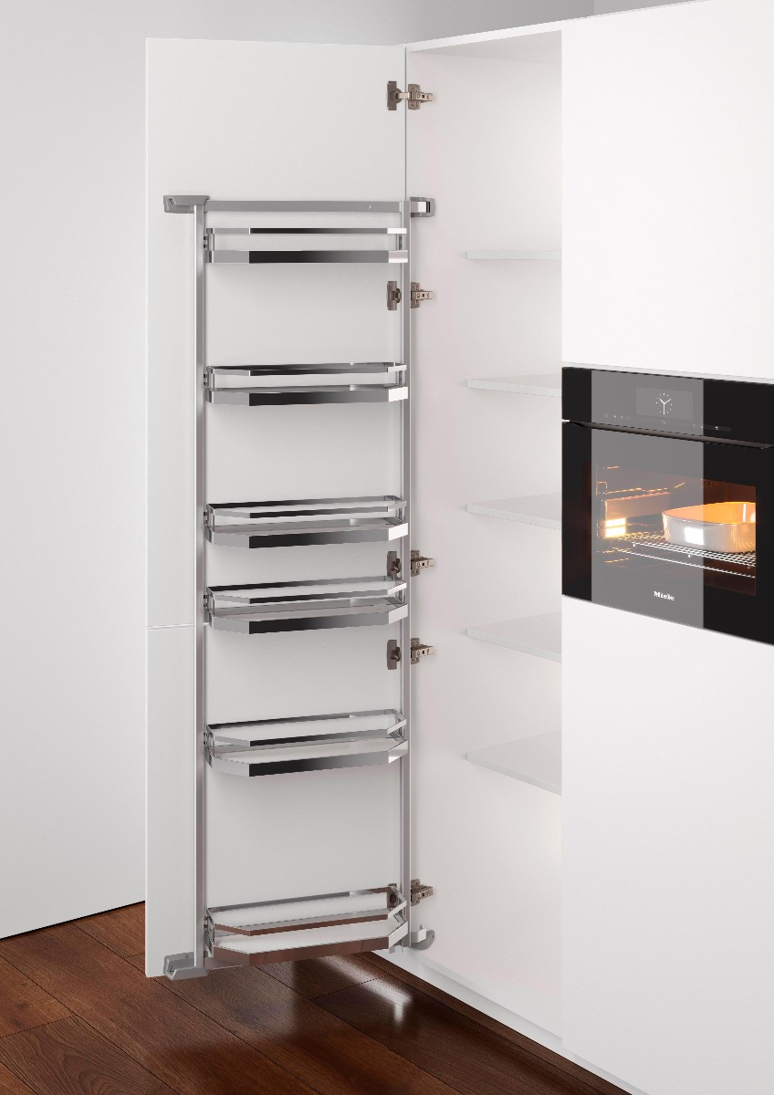 Estante organizador TANDEM SIDE STYLE de 5 entrepaños para mueble de 500 mm de ancho, acabado cromo