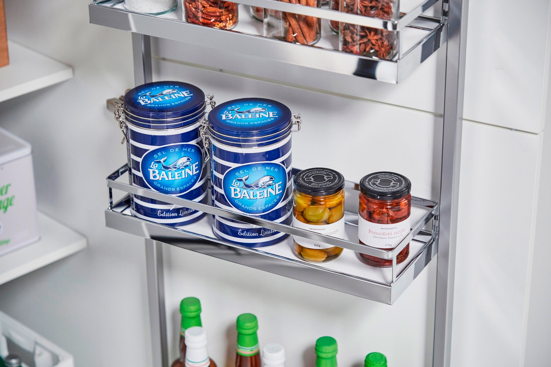 Estante organizador TANDEM SIDE STYLE de 5 entrepaños para mueble de 500 mm de ancho, acabado cromo