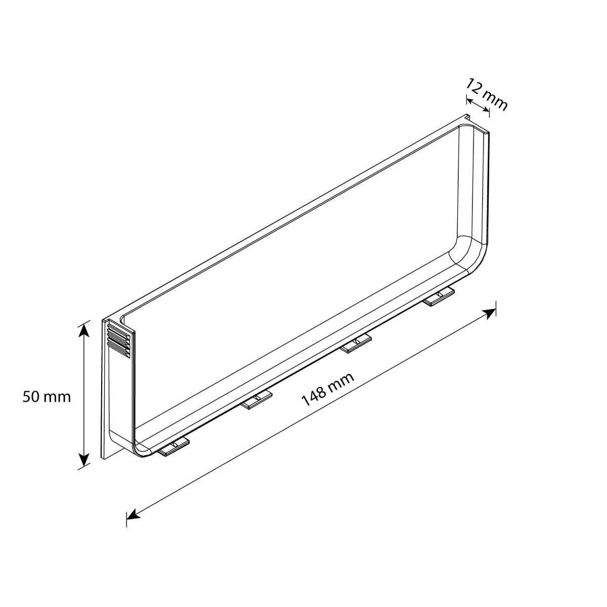 Sistema REVEAL perfil corte a medida para organización de cajones, long. 2100 mm, acabado antracita
