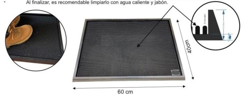 Tapete sanitizante para limpieza y desinfección de suelas de calzado