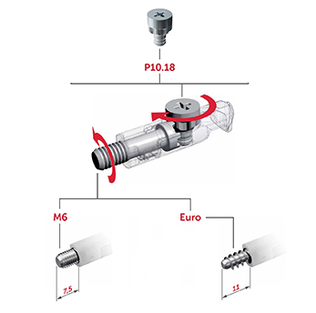 Piñon para Target 10 mm. díametro para espesor de 18/19 mm.