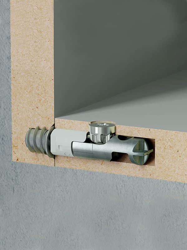 Sistema de unión TARGET J10 con tornillo Euro para conexión de paneles y armado de muebles